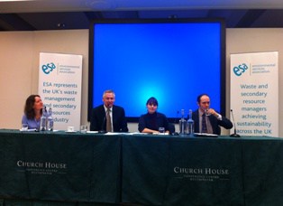 Speaking at the event were: (l-r) Wendy Wagler, head of tax at Veolia Environnement UK Ltd; ESA chair David Palmer-Jones; Julie Hill MBE from the Green Alliance; and, Jacob Hayler, economist at the ESA